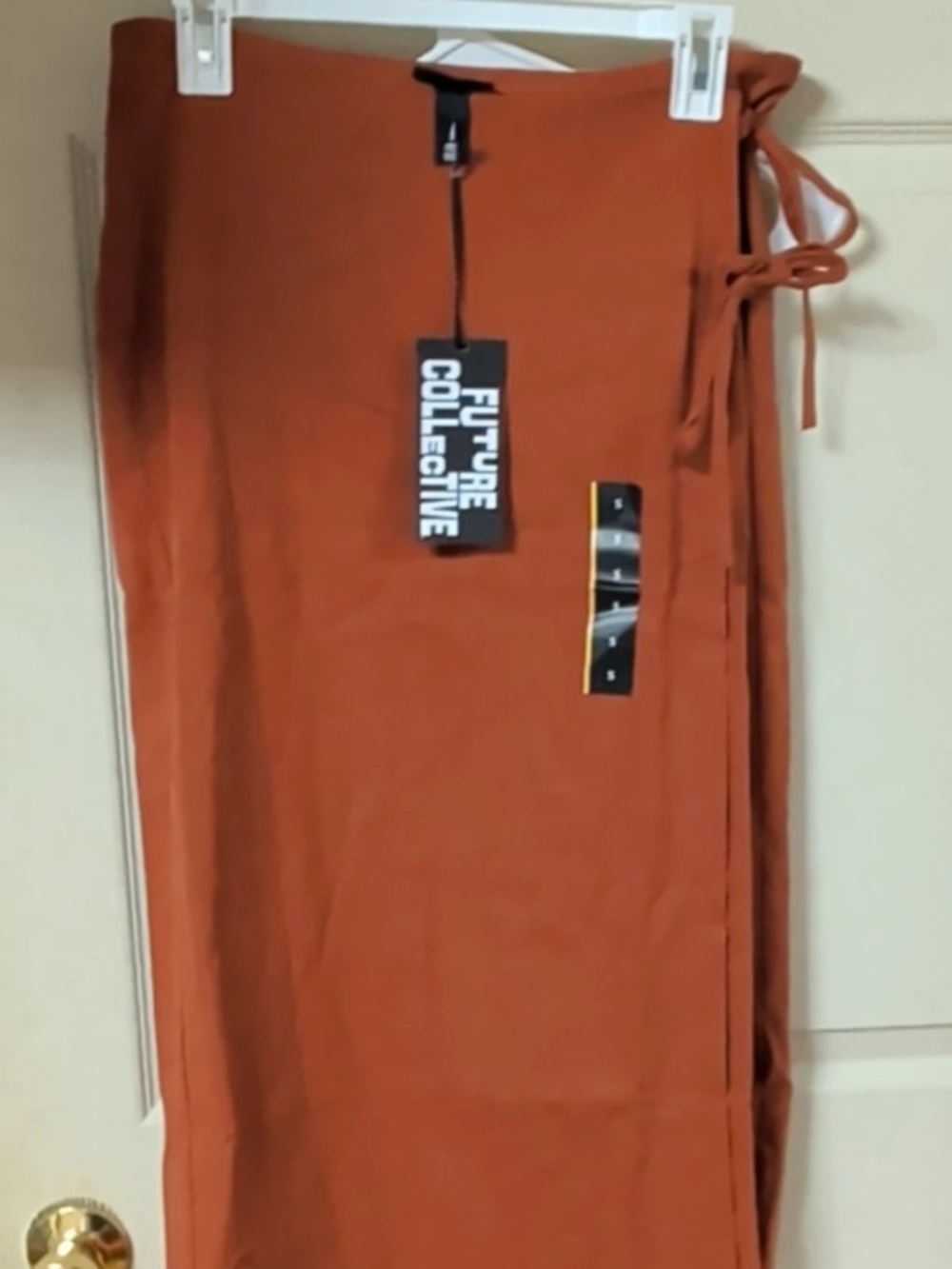 Future Collective Linen Rust Orange Tie Wrap Long Skirt Women's Size S Small